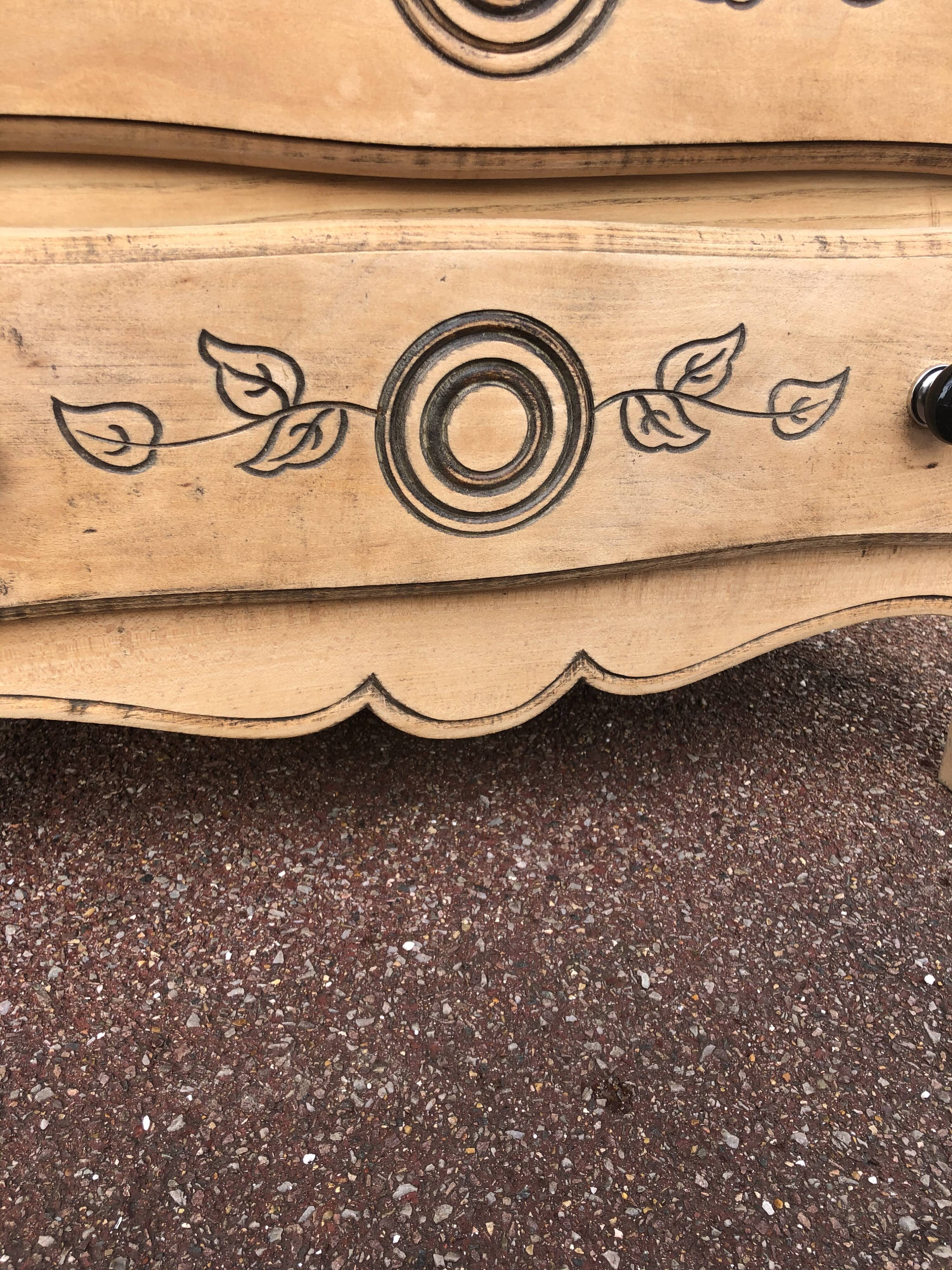 Commode 3 tiroirs vintage bois brut