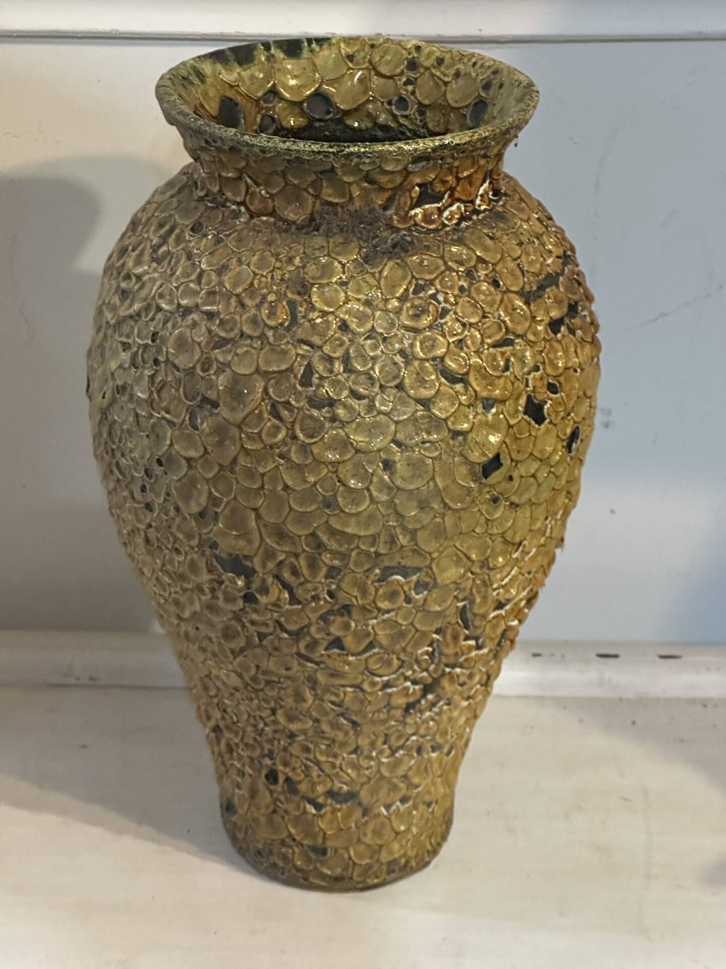 Large textured ceramic vase – 1960s/70s – H 40 cm