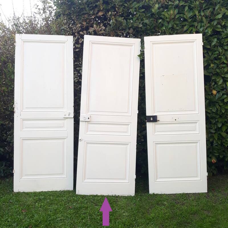 Communication door H218.5xL80cm, old panelled and moulded.