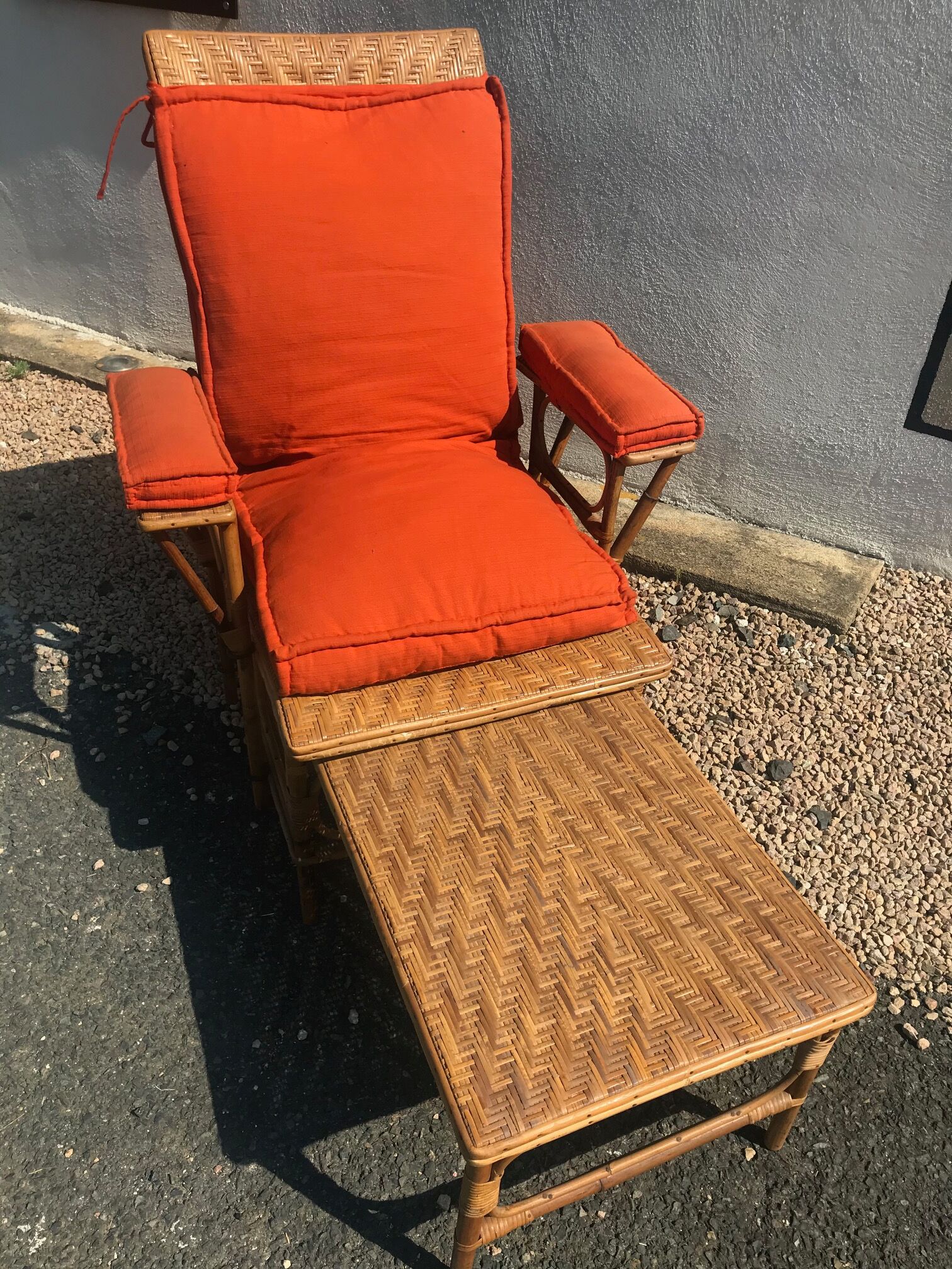 Rattan long chair and cushion