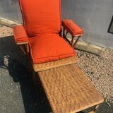 Rattan long chair and cushion