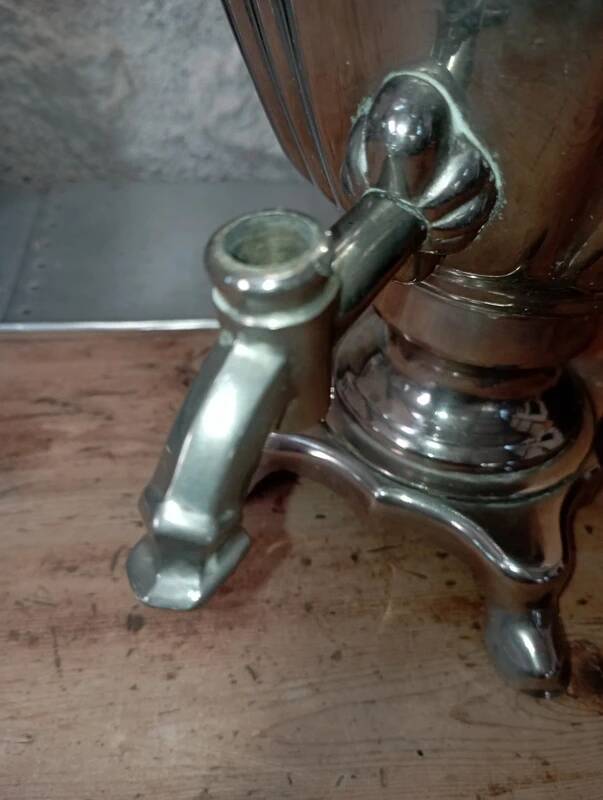 Old Russian electric samovar in silver-plated metal.