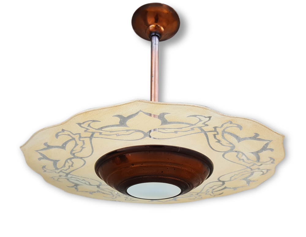 Lustre plafonnier, suspension Art Déco années 30.