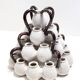 Art deco / etruscan style vintage tulip vase with glazed ceramic amphoras, italy