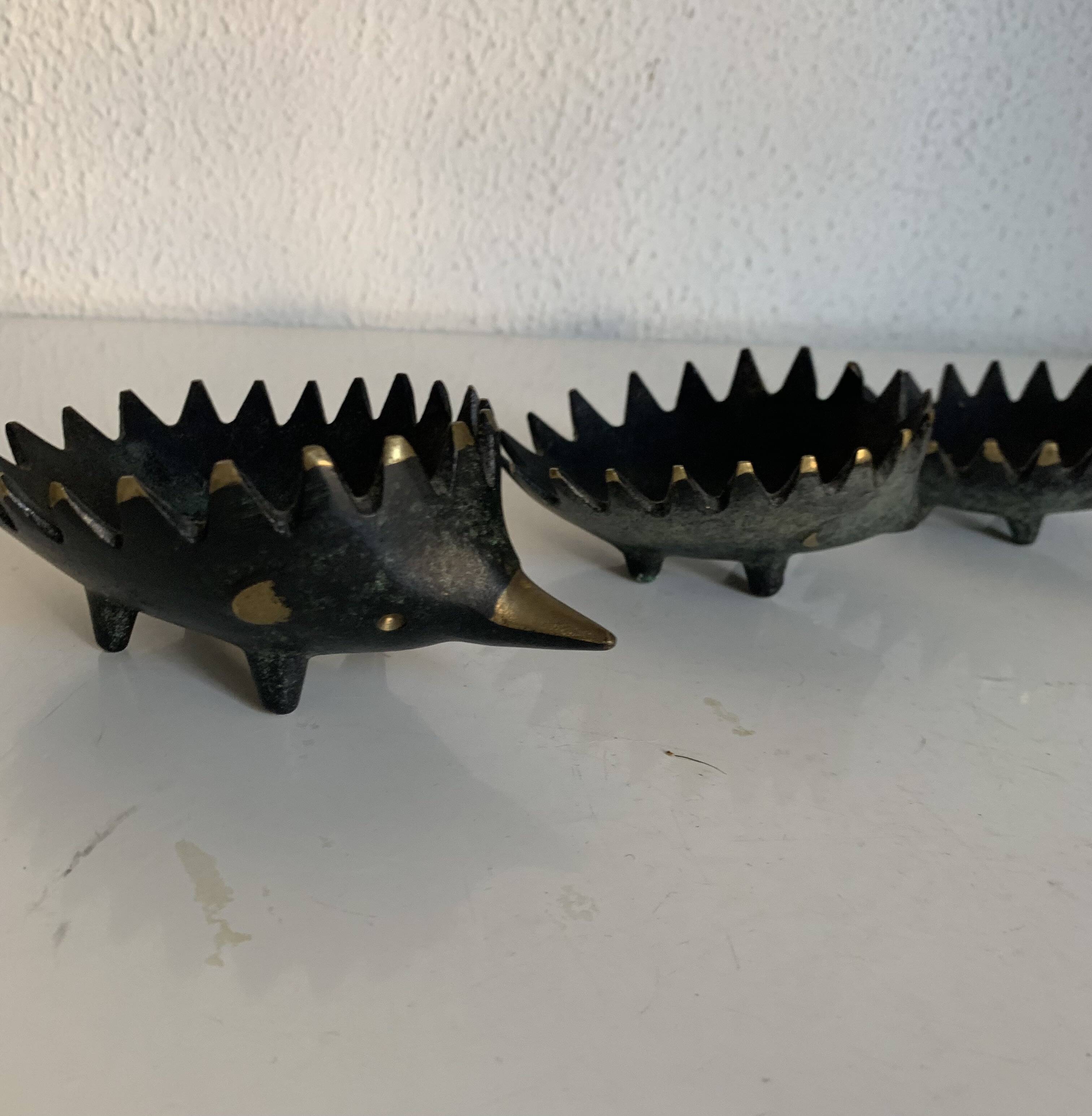 Vintage 1950 hedgehog ashtrays by Walter Bosse for Hertha Baller