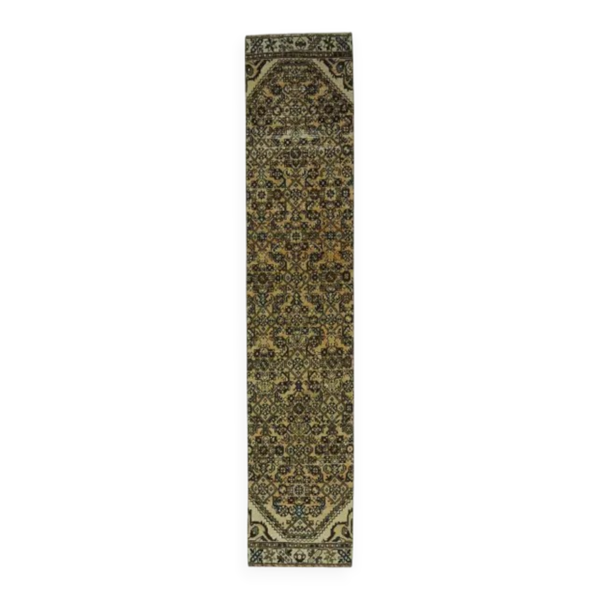 1970s Vintage Turkish Oushak Handmade Wool Runner 58x282