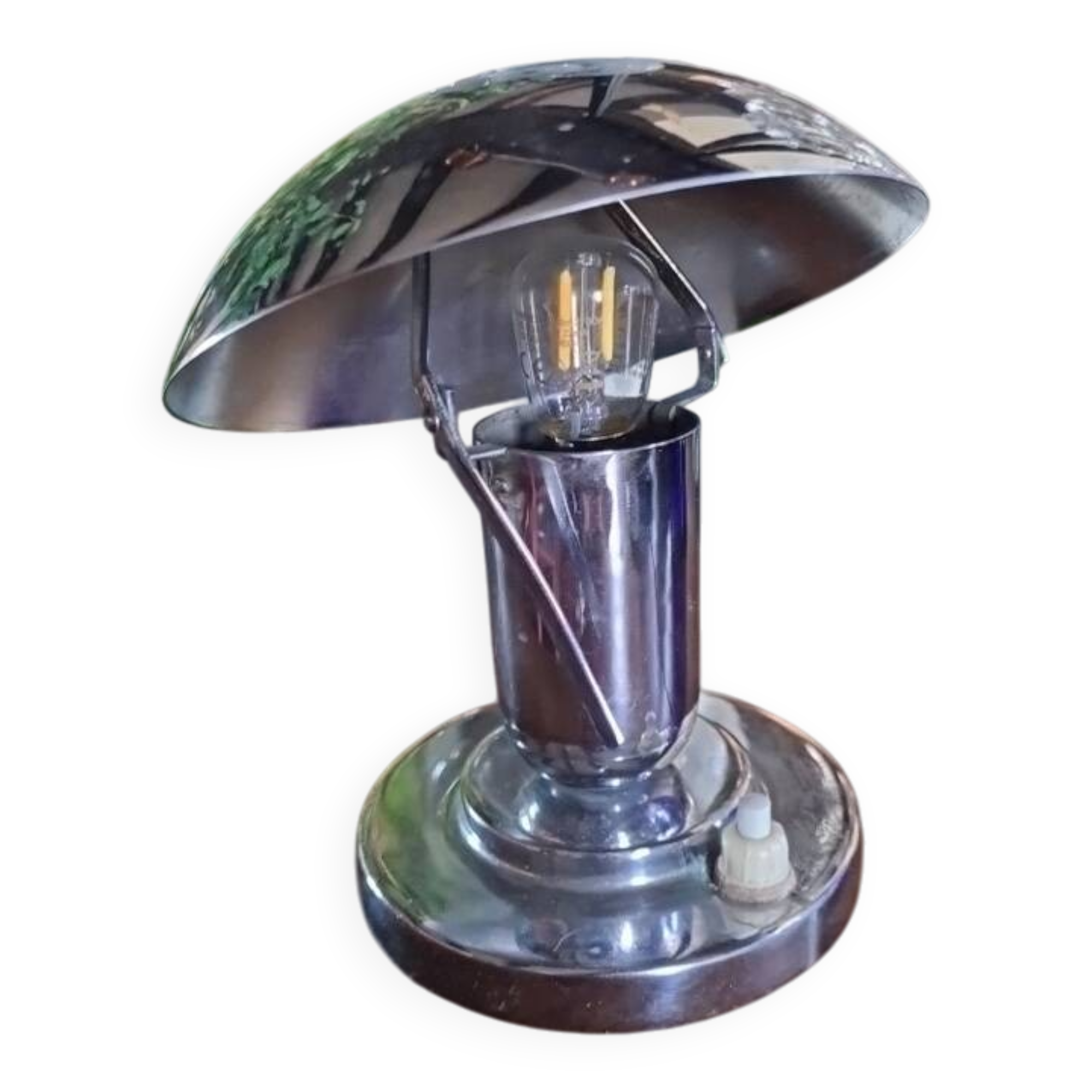 Lampe de chevet champignon en métal chromé de style Bauhaus