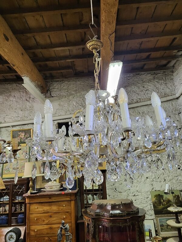 Lustre pampilles gaine de verre 12 ampoules