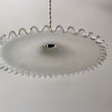 Vintage 50s serrated opaline pendant lamp