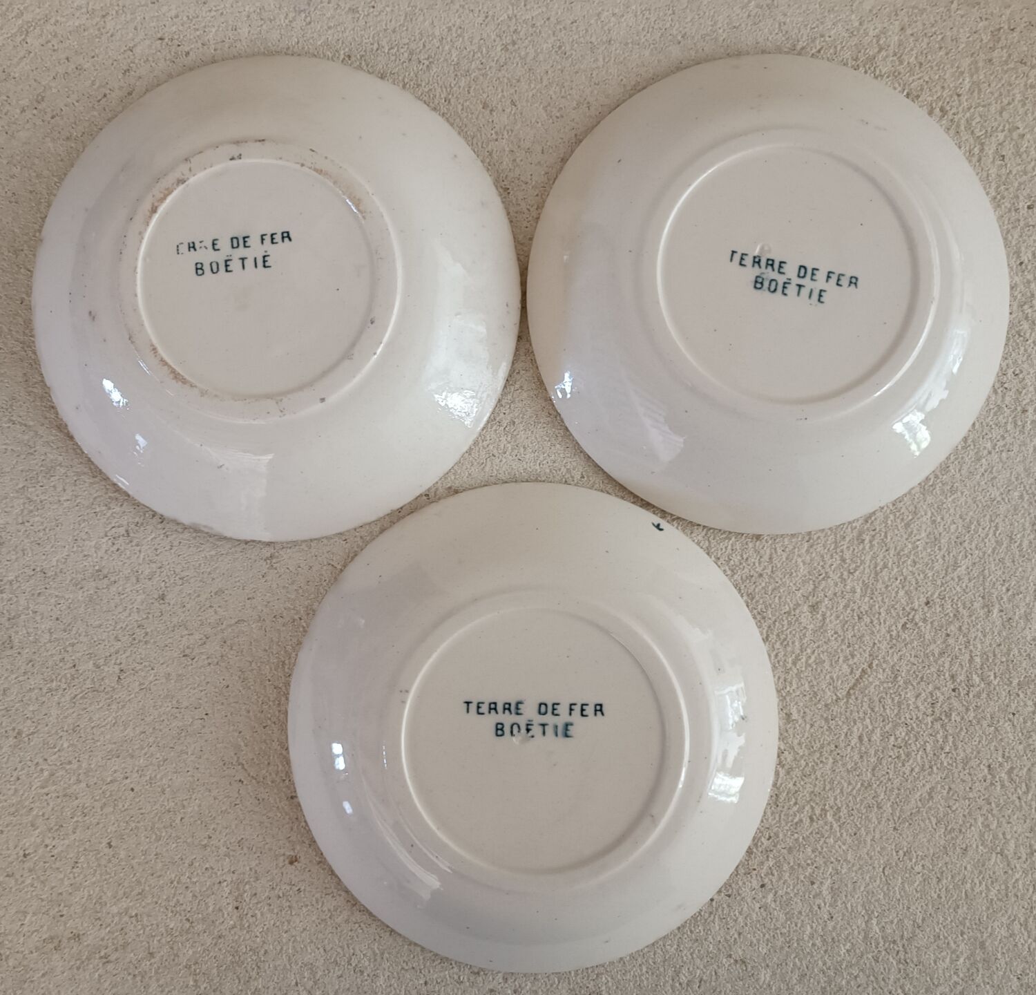 3 cups and saucers iron earth