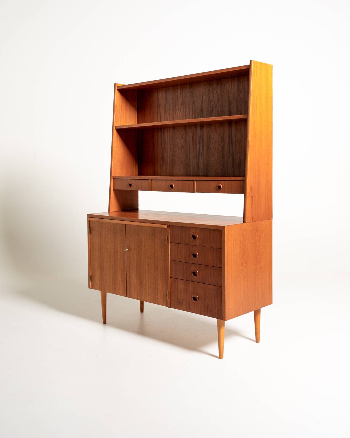 Swedish teak bookcase with writing desk, 1960s
