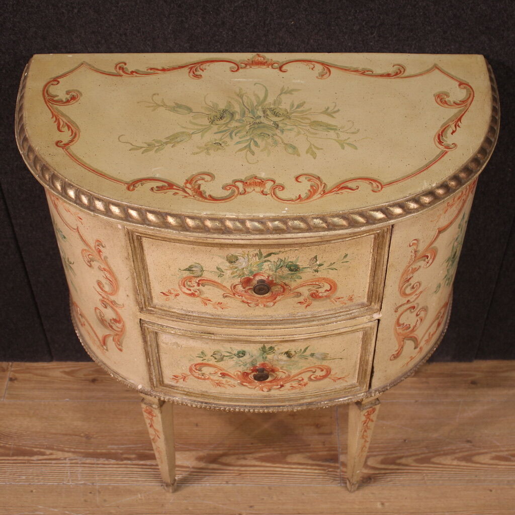 Half-moon commode in painted wood