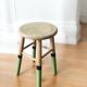Tabouret bois massif pieds verts et noirs