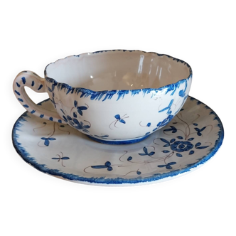 Antique Large Martres Tolosane Chocolate Cup and Saucer