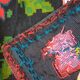 Handwoven summerish floral rug, black background with colorful delicate flowers 152x238cm