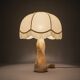 Vintage alabaster lamp with fringed shade – 1960s