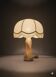 Vintage alabaster lamp with fringed shade – 1960s