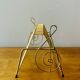 Vintage record holder in gold metal - for 50 vinyls