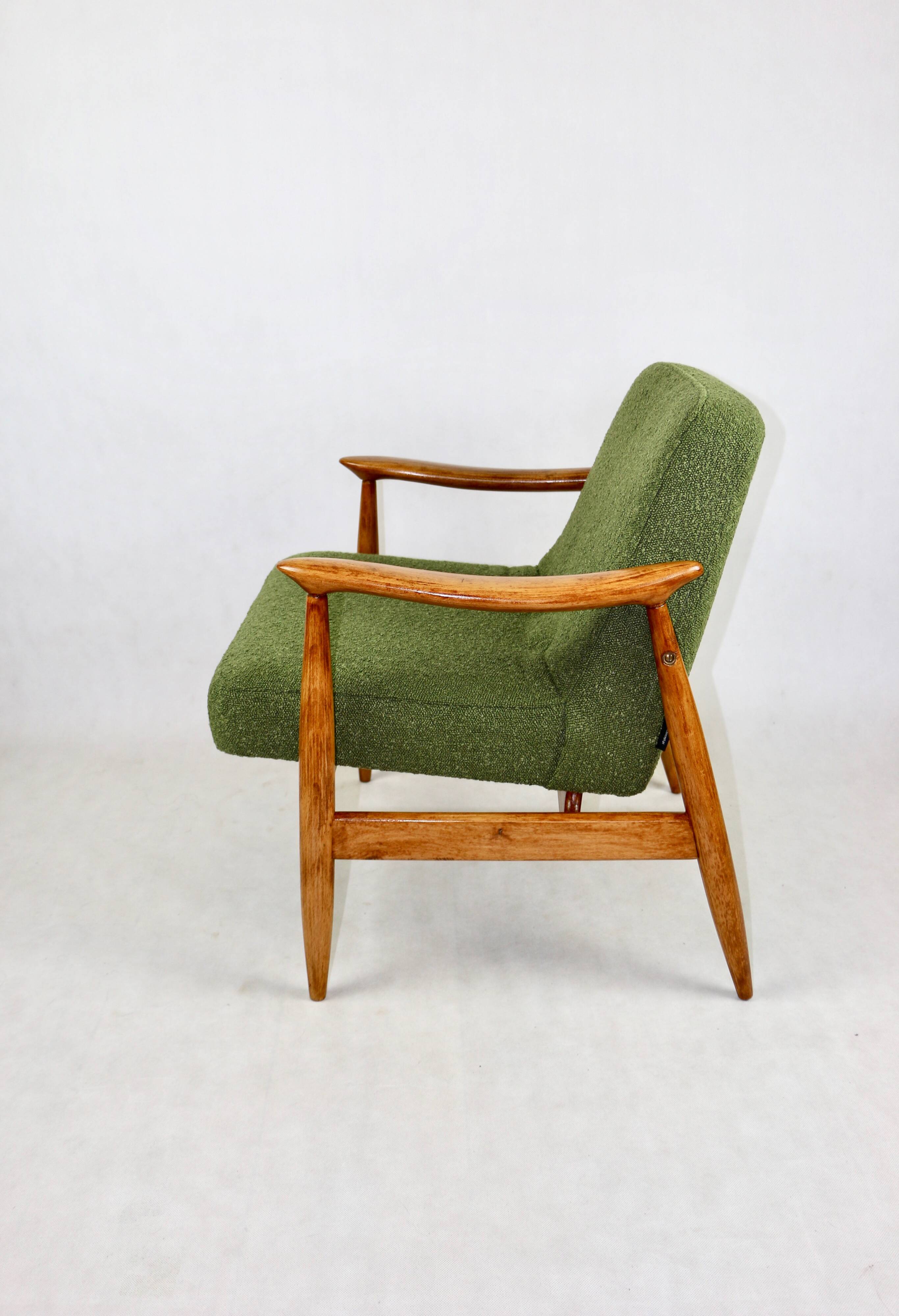 Vintage armchair GFM 300-202 design J.Kedziorek Loft 70s green boucle - 2 pieces available