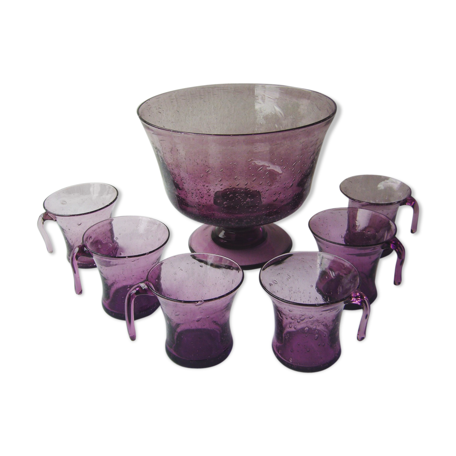 Biot purple blown glass cocktail service