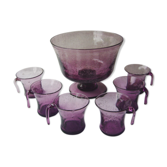 Biot purple blown glass cocktail service