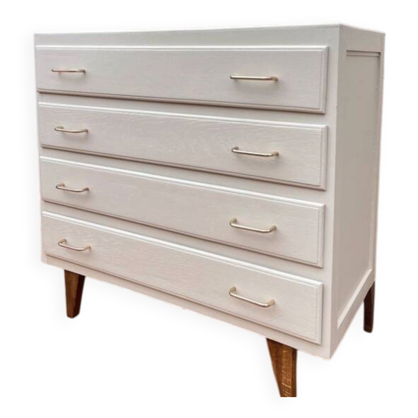 Commode vintage restaurée beige