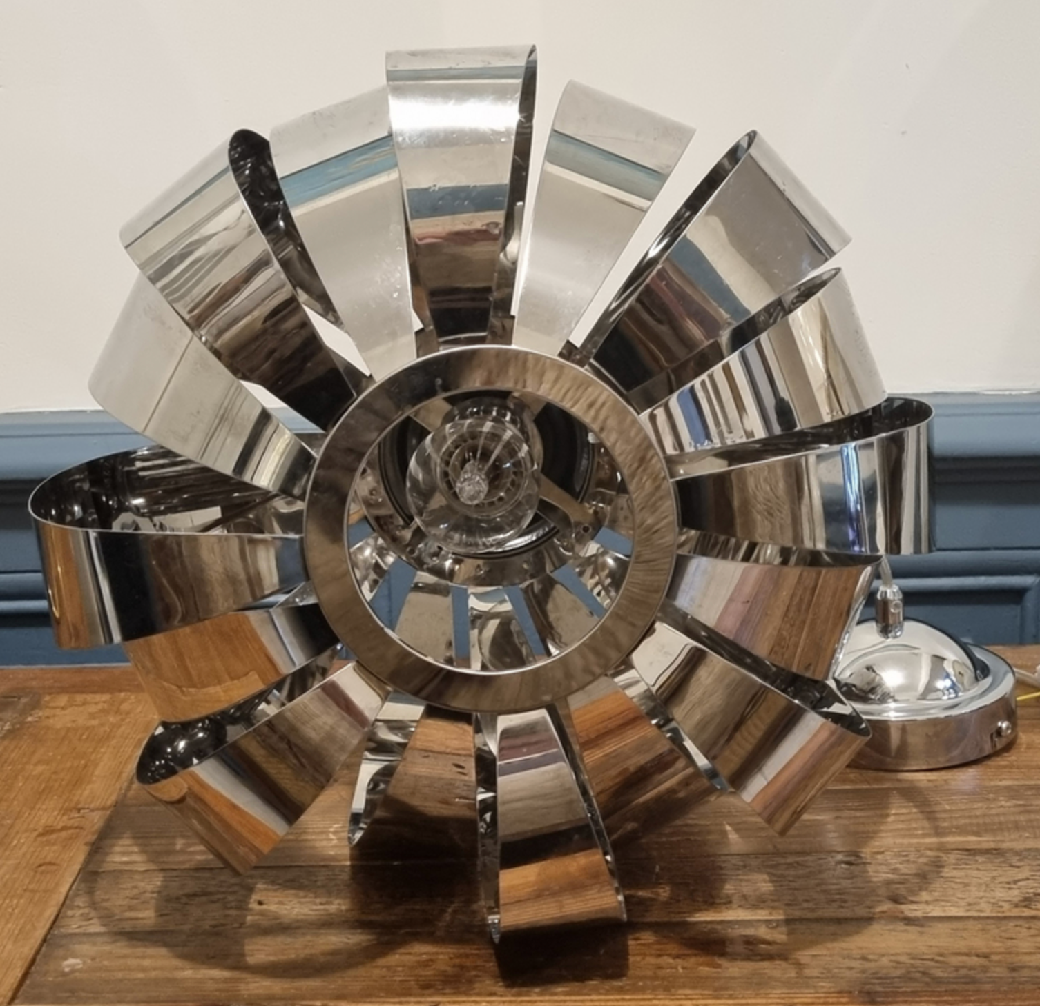 Space age suspension, sputnik, chrome metal, 80s