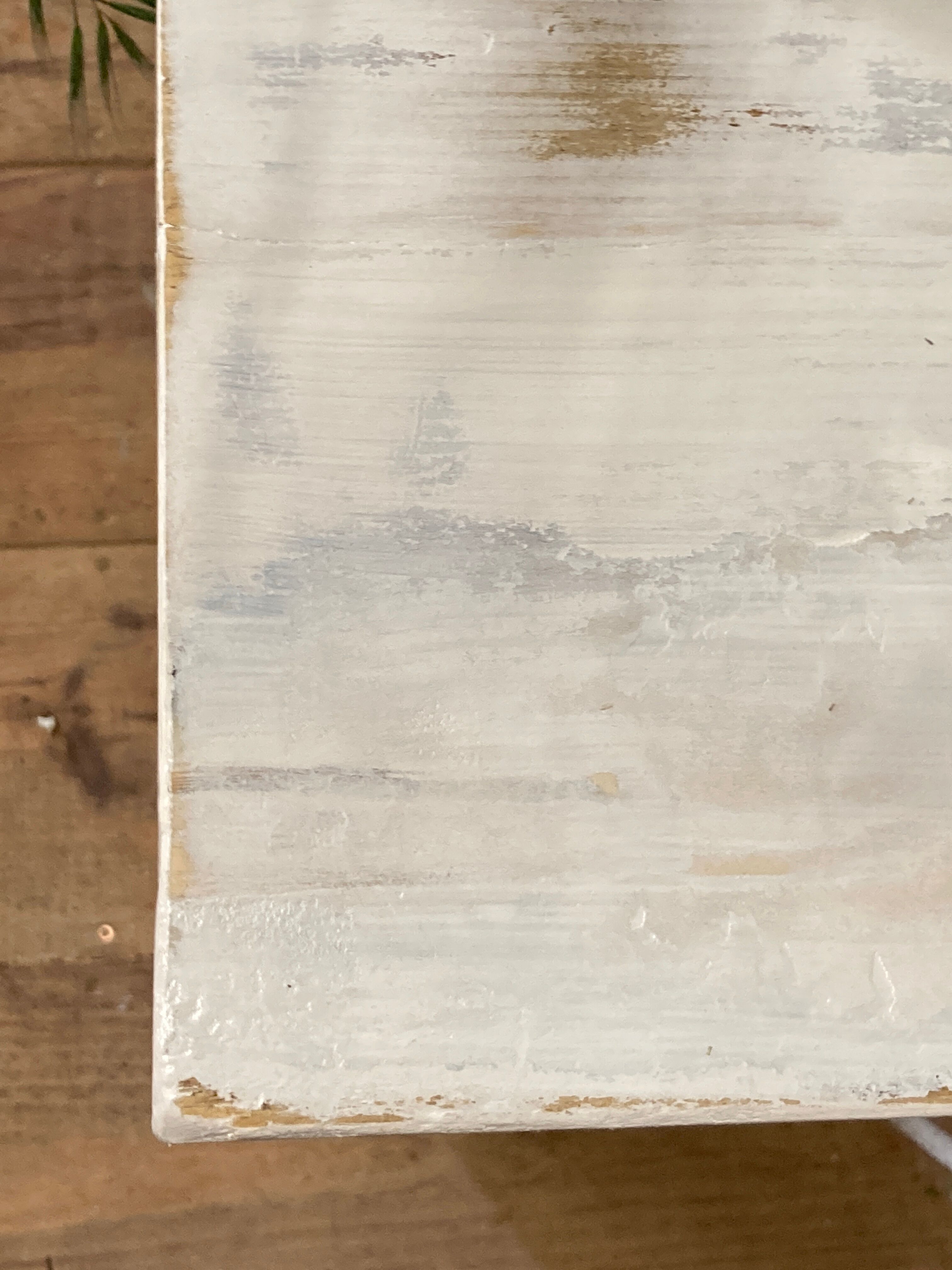 Farmhouse table 6 people white patinated in rectangular solid oak