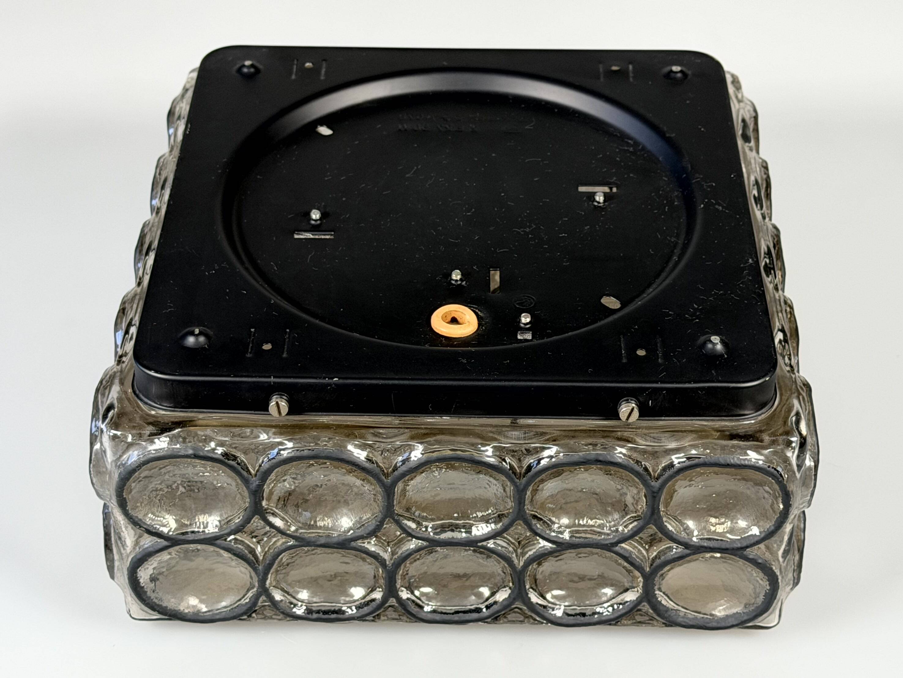 60s 70s Ceiling Lamp Plafoniere Glashütte Limburg Germany Glass & Metal