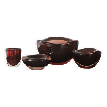 Glass Selena Bowl by Sven Palmqvist for Orrefors, 1950s, Set of 4