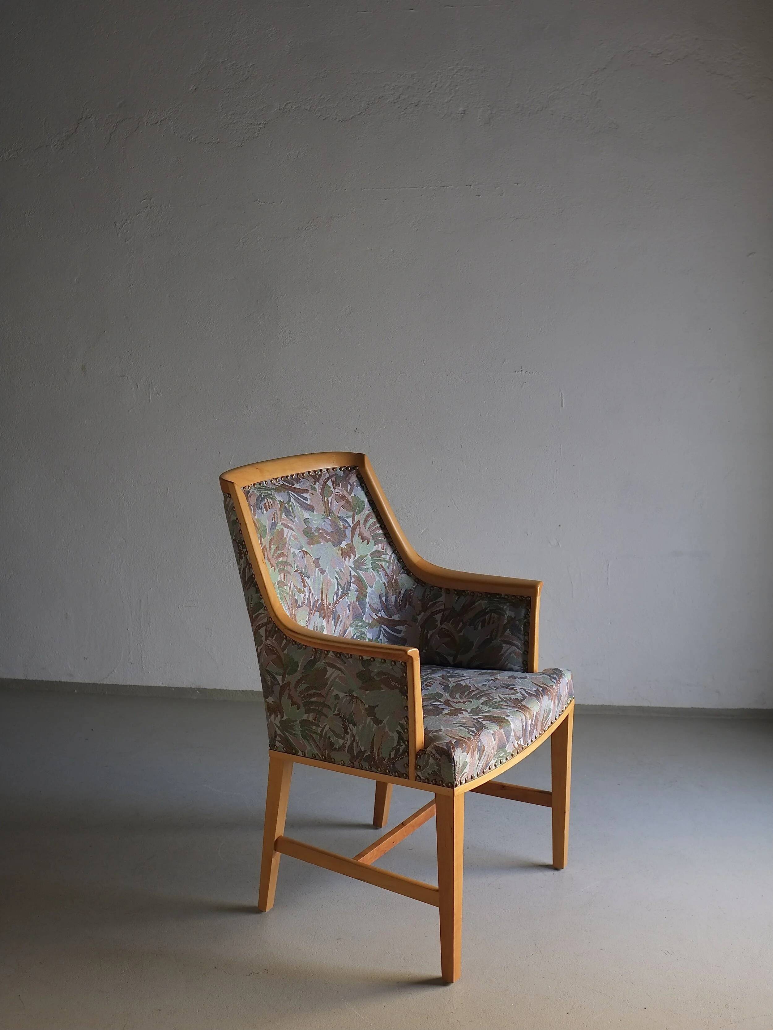 Swedish Grace floral birch wood armchair