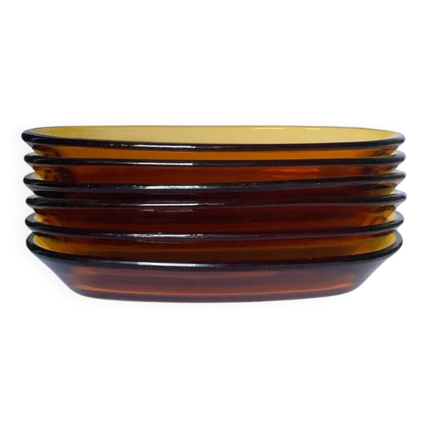 Lot de 6 ramequins / coupes à glace Duralex – verre ambré empilable