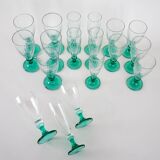 Set of wine and champagne glasses, 1970s, made in Italy