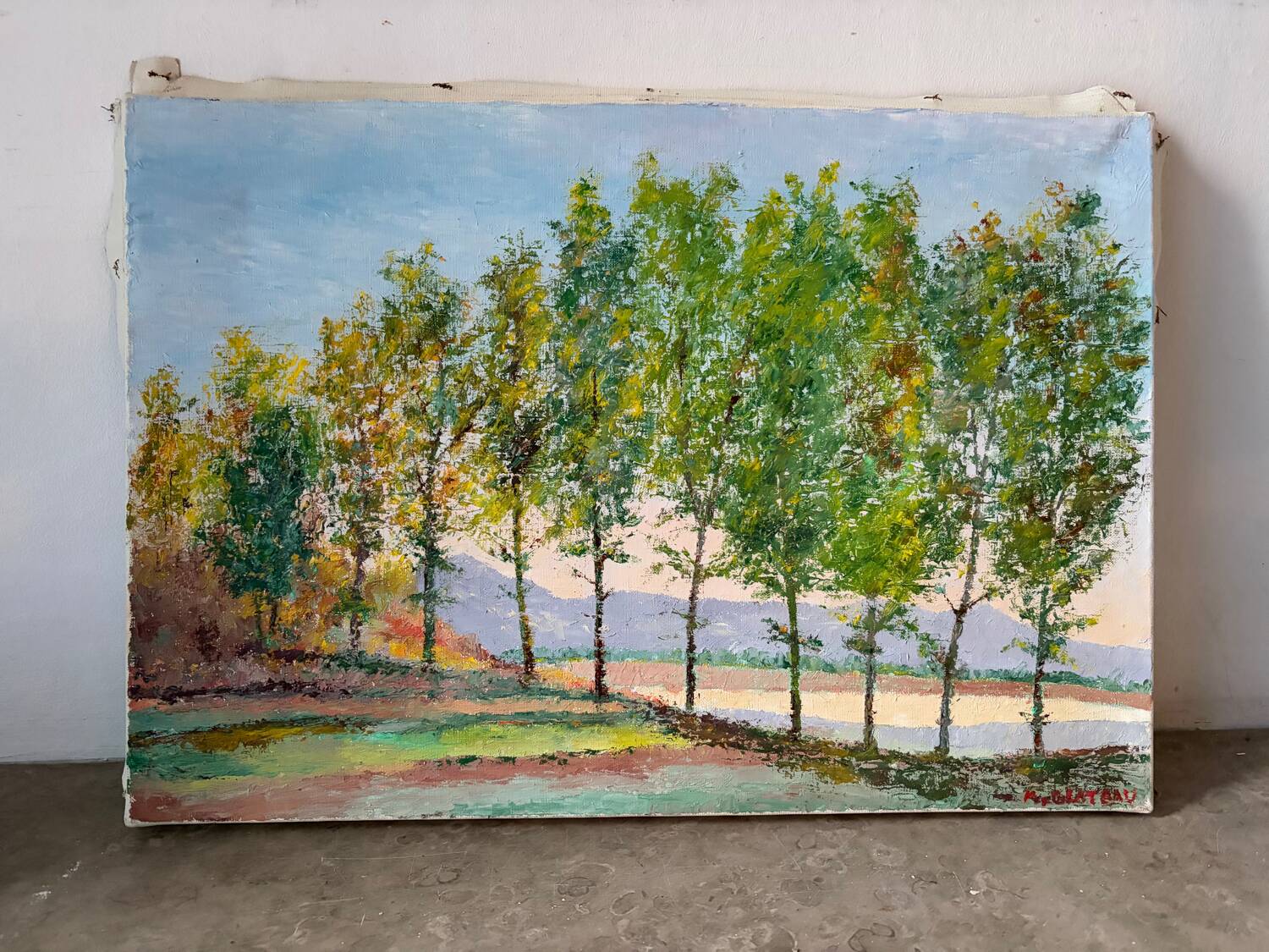 Wooded landscape, oil on canvas, signed