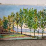 Wooded landscape, oil on canvas, signed