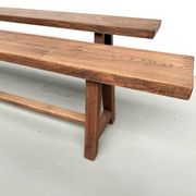 Pair of XL size benches in solid oak, 1950s.