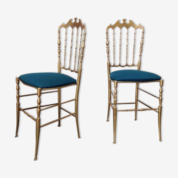 Paire de chaises Chiarivari en laiton  restaurée