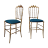 Pair of Chiarivari chairs in restored brass