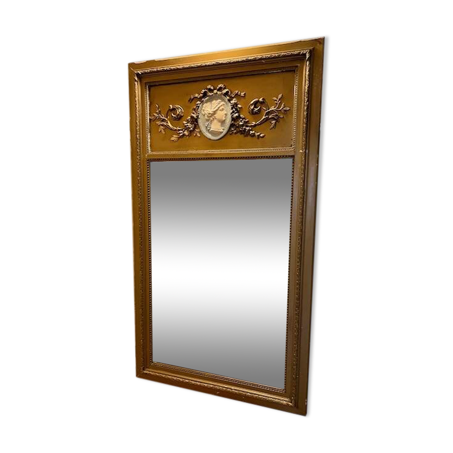 Antique gilded trumeau mirror in Louis XVI style