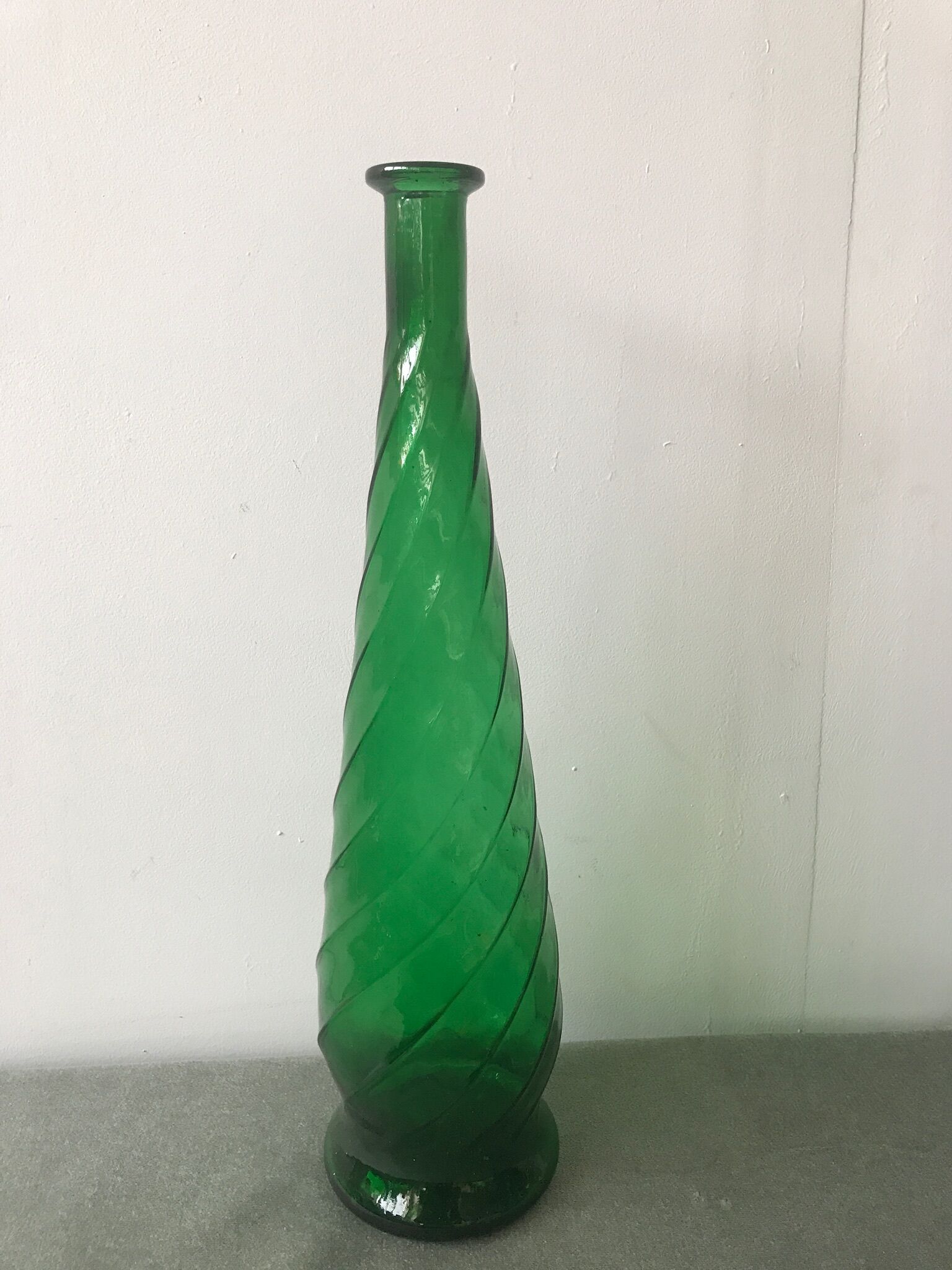 Vintage green glass vase
