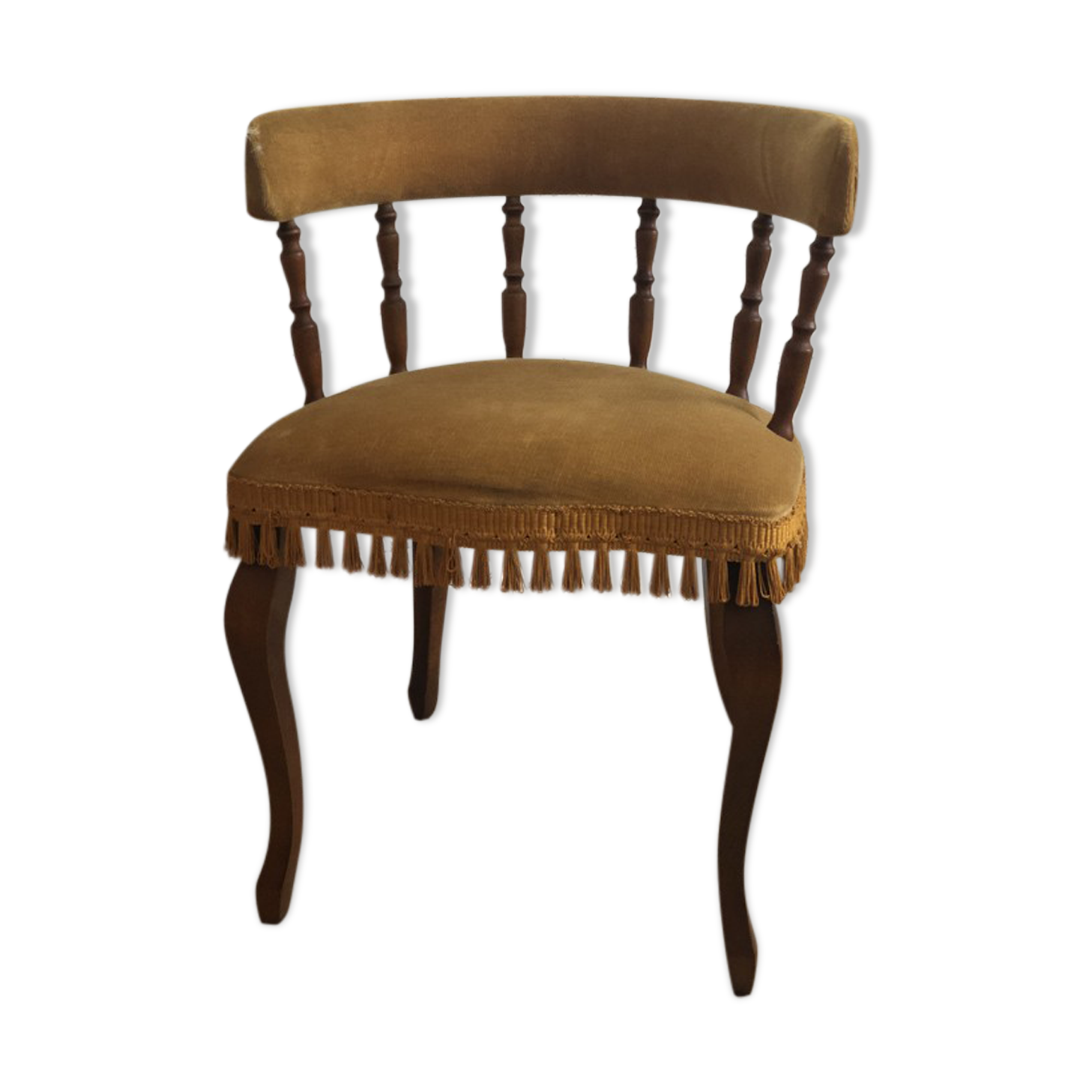 Vintage fringed gondola armchair