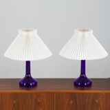 Pair of deep blue table lamps by Holmegaard for Le Klint, Denmark 1970s