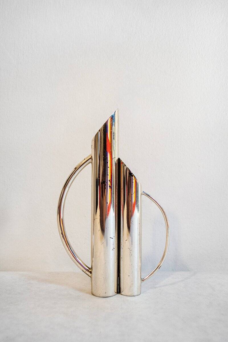 Vintage silver-plated vase by Gio Ponti, 1970.