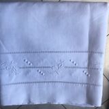 Drap lin ancien brodé main avec monogramme t d 226 cm x 324 cm