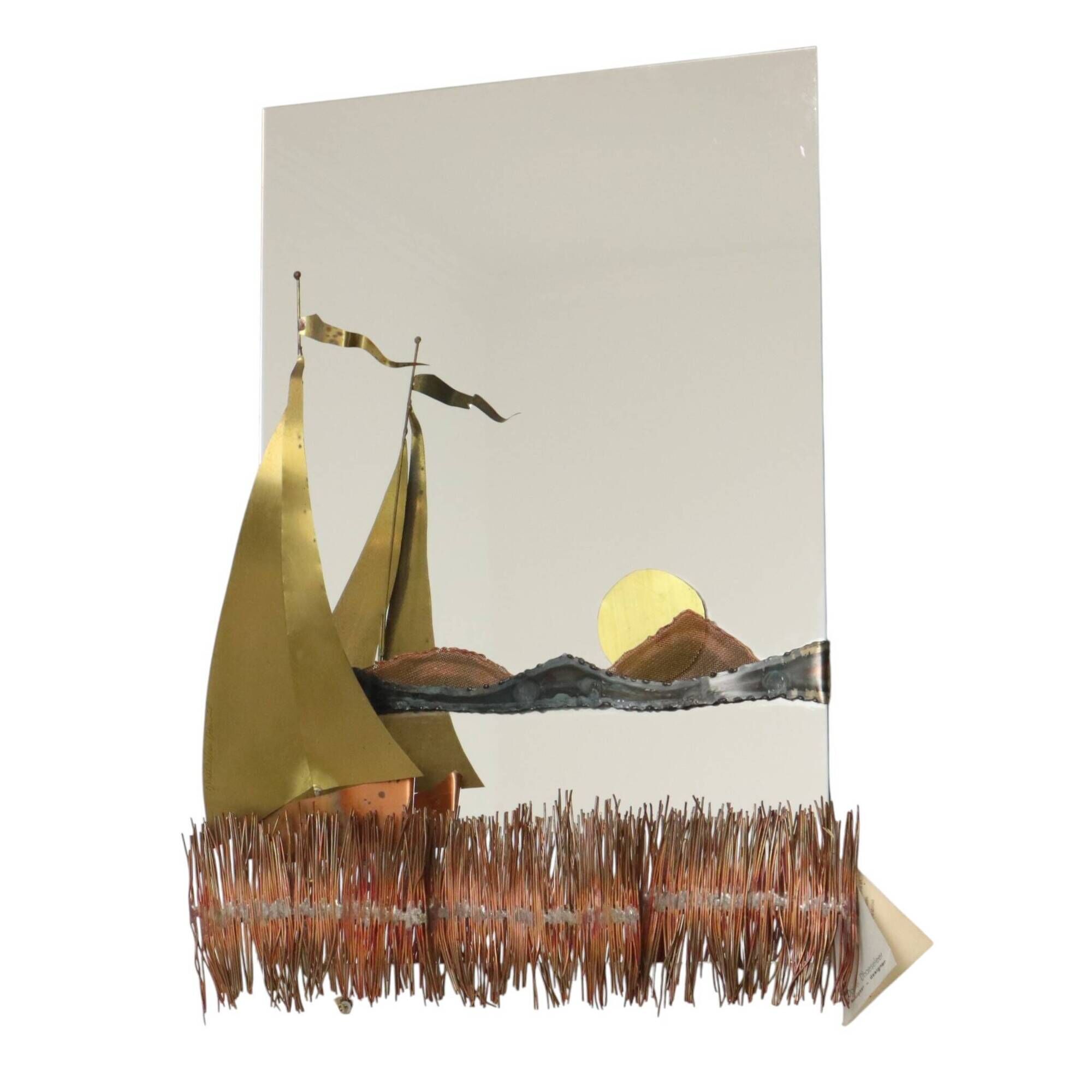 Copper and Brass Boat-Design Mirror by Daniel D’Haeseleer, 1970s