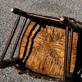 Set of 4 Louis XV straw chairs – solid wood – curved backrest