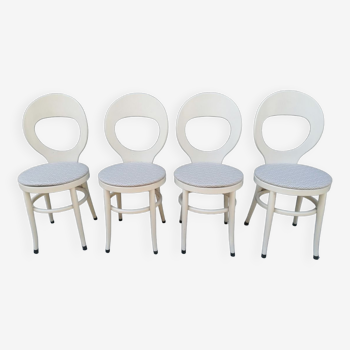 Set of 4 Bauman chairs, model Mouette, white wood, 1960