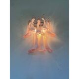 Contemporary Pink Murano Glass "Selle" Wall Sconces in Mazzega Style - A Pair
