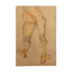 Mixed media on paper by robert haisley, study of female body, with color highlights