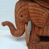 Vintage wicker and rattan elephant table 1970